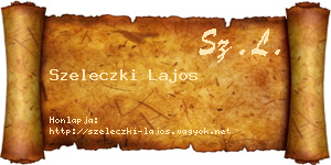 Szeleczki Lajos névjegykártya